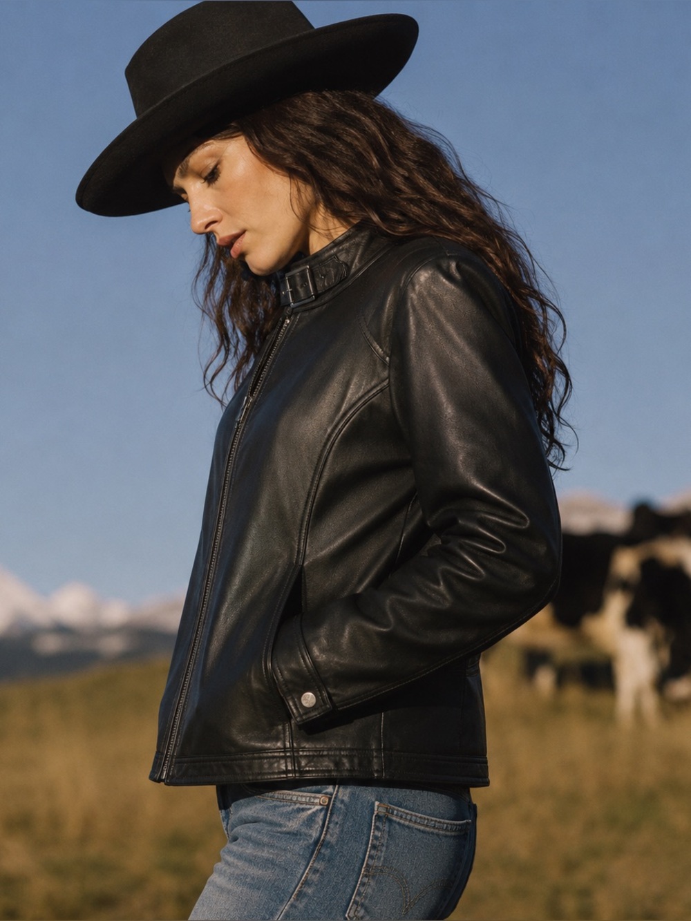 Spectacular! Bradley Bayou Black Leather Moto Jacket M Minimalist Y2K